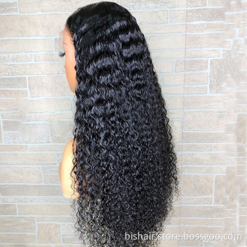 BIS Jerry Curly 4x4 Lace Front Wigs Deep Wave Brazilian Remy Pre Plucked 4x4 Closure 150% Density For Black Women Human hair wig